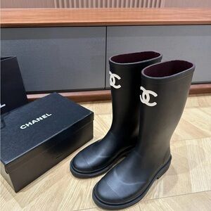 Black Chanel Rain Boots